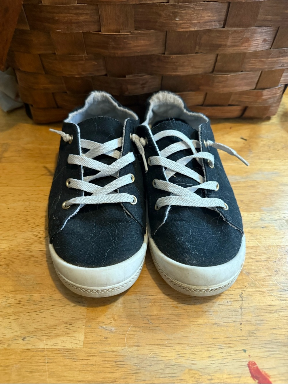Time and Tru Black Sneakers with White Laces